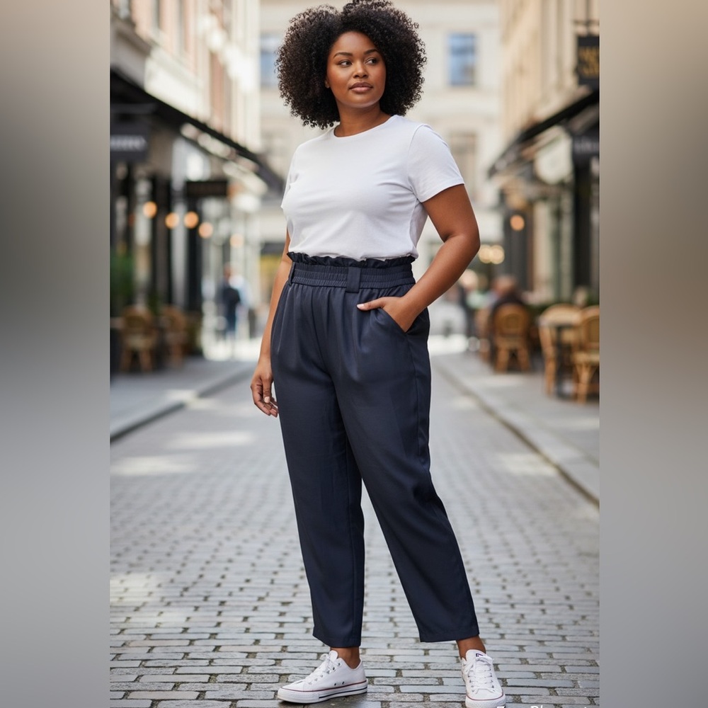 Blue High Waisted Trousers Sleek and Versatile XL 'Zara'